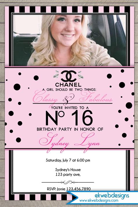 coco chanel sweet 16 invitations|Chanel Sweet 16 Invitation .